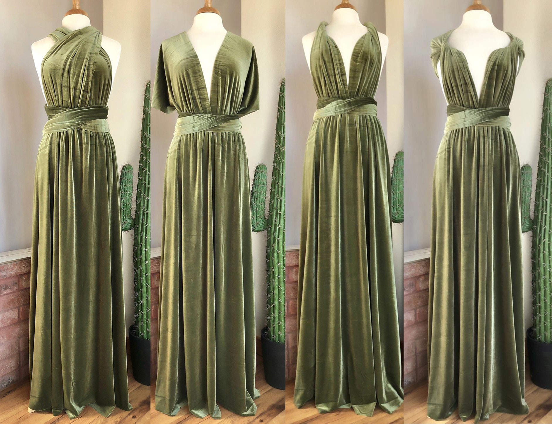 LIGHT OLIVE VELVET Infinity Dress ...