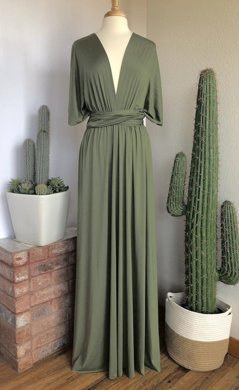 EUCALYPTUS Bridesmaid Dress/ CUSTOM LeNGTHS/ Convertible Dress / Infinity Dress/ Multiway Dress/ Multi Wrap Dress / Plus Size / image 3