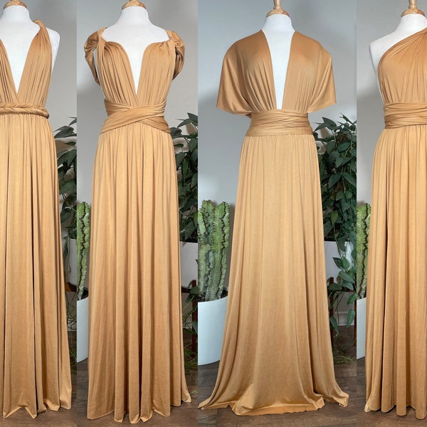 SAND Bridesmaid Dress/ Convertible Dress / Infinity Dress/ Multiway Dress/  Multi Wrap Dress /  Plus Size / Petite/ Tall/ Tan Dress