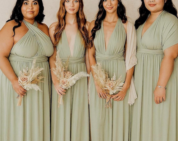 MATCHA GREEN Bridesmaid Dress/ CUSTOM LeNGTHS/ Convertible Dress / Infinity Dress/ Multiway Dress/  Multi Wrap Dress /  Plus Size /