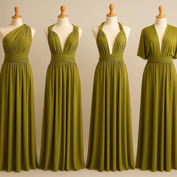muted olive green dress Olive Green Satin Bridesmaid Dress Brooklyn