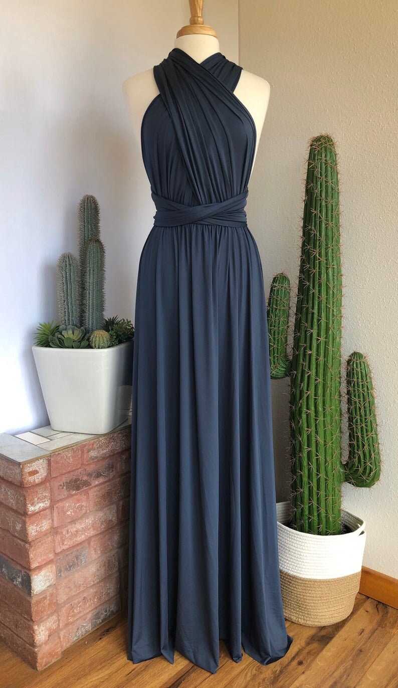 DUSK BLUE Bridesmaid Dress/ Custom Length / Convertible Dress | Etsy