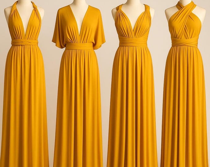 MUSTARD Bridesmaid Dress/ CUSTOM LENGTHS/ Convertible Dress /  Infinity Dress/ Multiway Dress/  Multi Wrap Dress /  Plus Size /