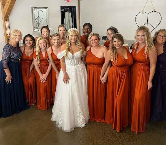 rust orange bridesmaid dresses