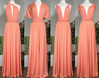 BLUSHING CORAL Bridesmaid Dress/ CUSTOM/ Convertible Dress / Infinity Dress/ Multiway Dress/  Multi Wrap Dress /  Plus Size / Petite/ Tall