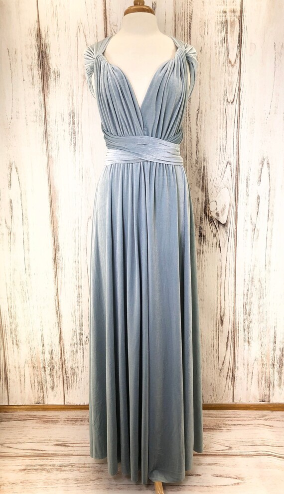 ICE BLUE VELVET Infinity Dress/ Bridesmaids Dress/ Convertible Dress / Multiway Dress/ Multiway Wrap Dress / Velvet Bridesmaids Dress