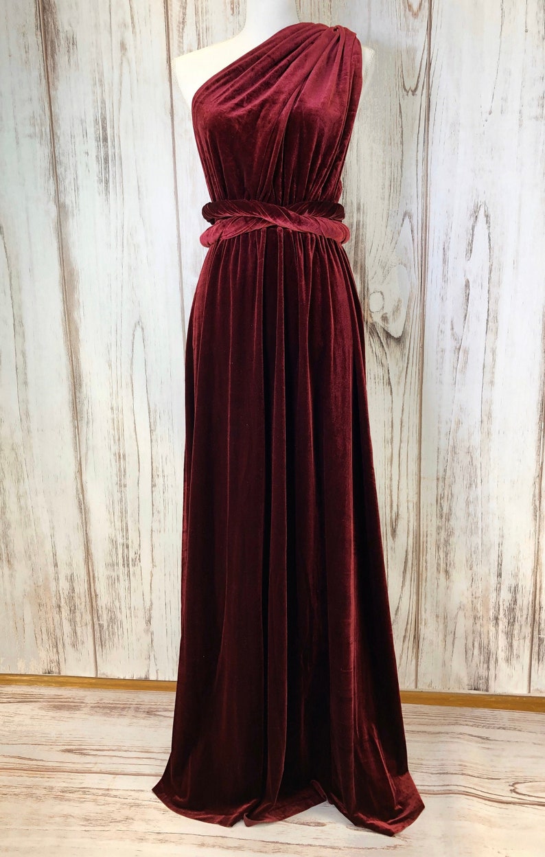 WINE VELVET Infinity Dress/ Bridesmaids Dress/ Convertible Dress / Multiway Dress/ Multiway Wrap Dress / Velvet Bridesmaids Dress image 3