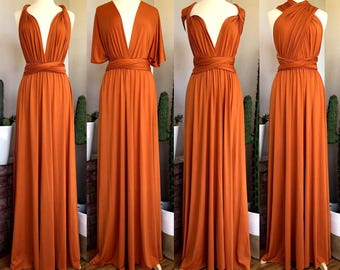 PUMPKIN SPICE Bridesmaid Dress/ CUSTOM LeNGTHS/ Convertible Dress / Infinity Dress/ Multiway Dress/  Multi Wrap Dress / Plus Size /