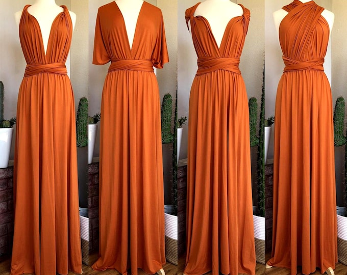 PUMPKIN SPICE Bridesmaid Dress/ CUSTOM LeNGTHS/ Convertible Dress / Infinity Dress/ Multiway Dress/  Multi Wrap Dress / Plus Size /