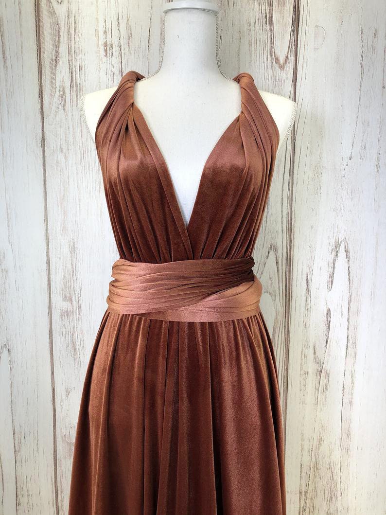 COPPER VELVET Infinity Dress/ Bridesmaids Dress/ Convertible Etsy