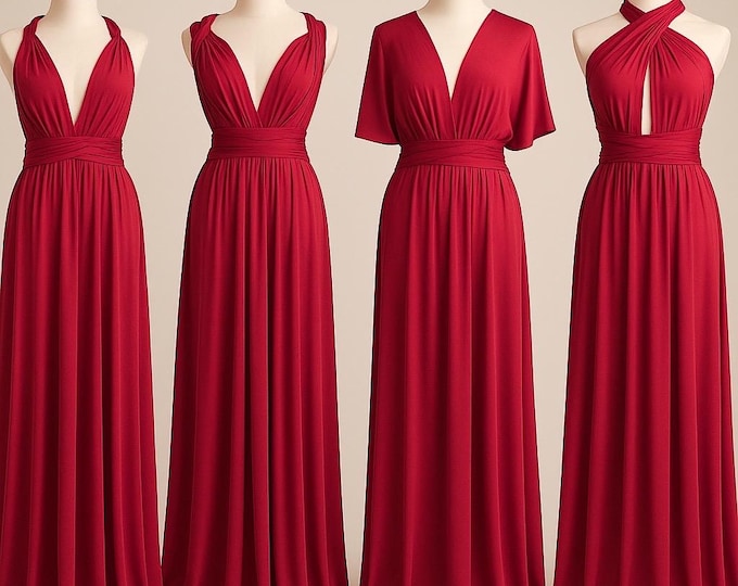 RED Bridesmaid Dress/ CUSTOM LeNGTHS/ Convertible Dress / Infinity Dress/ Multiway Dress/  Multi Wrap Dress / Plus Size / Petite