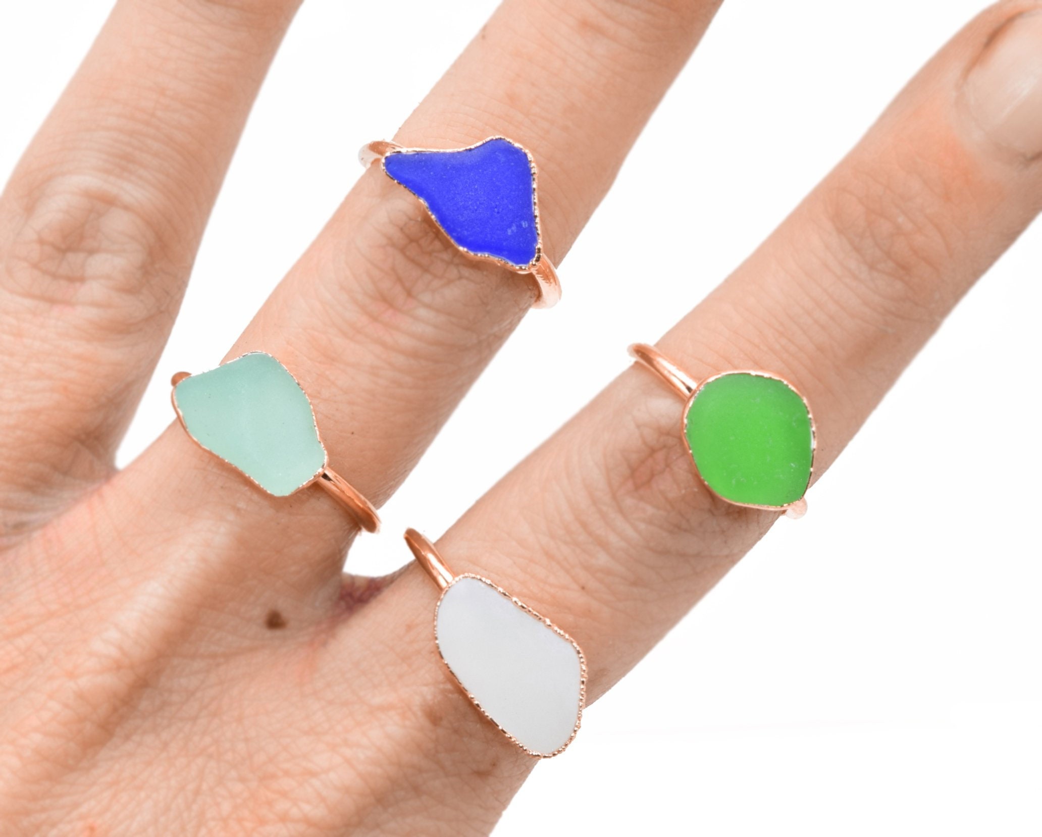 Raw BEACH GLASS Ring // crystal ring / Beach Glass ring / Copper Beach