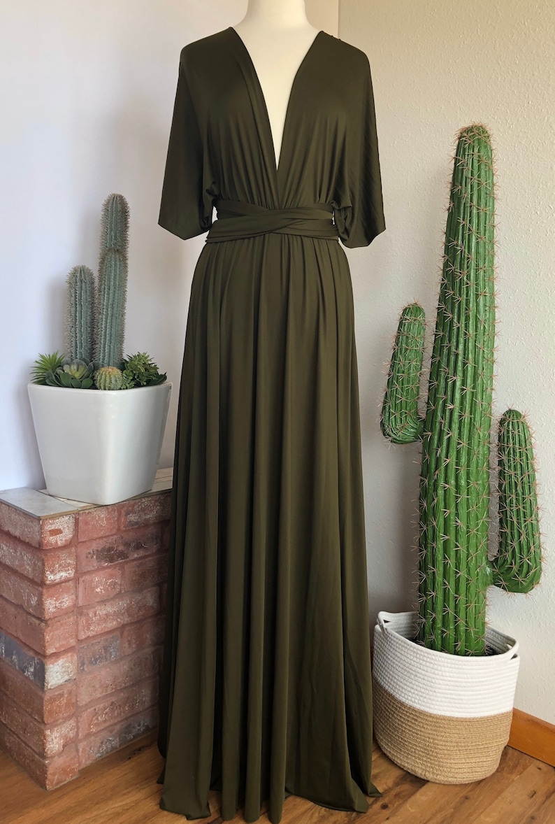 DARK OLIVE GREEN Bridesmaid Dress/ Custom Length / Convertible Dress / Infinity Dress/ Multiway Dress/ Multi Wrap Dress / Plus Size / image 4
