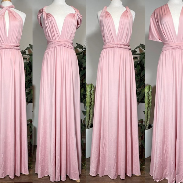 PINK CHAMPAGNE Bridesmaid Dress/ Custom Length / Convertible Dress / Infinity Dress/ Multiway Dress/  Multi Wrap Dress / Plus Size /