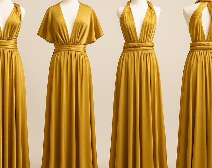 MUSTARD VELVET Infinity Dress/ Bridesmaids Dress/ Convertible Dress / Multiway Dress/ Multiway Wrap Dress / Velvet Bridesmaids Dress