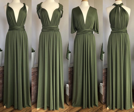 LIGHT OLIVE GREEN Bridesmaid Dress/ Custom Length / Convertible Dress / Infinity Dress/ Multiway Dress/  Multi Wrap Dress / Plus Size /