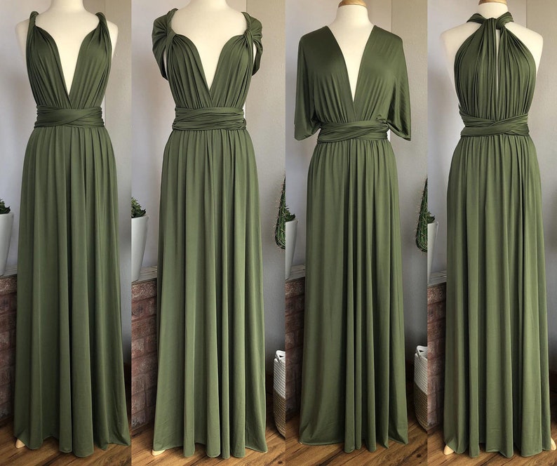 LIGHT OLIVE GREEN Bridesmaid Dress/ Custom Length / Convertible Dress / Infinity Dress/ Multiway Dress/ Multi Wrap Dress / Plus Size / image 1