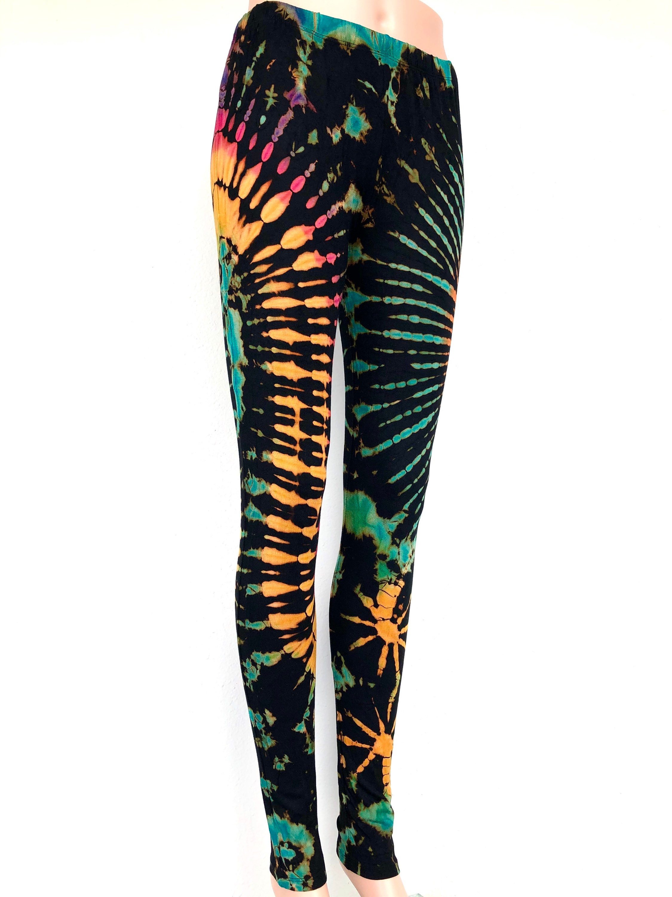 BLACK RAINBOW Tie Die Leggings/ Tie Dye Pants / One of a Kind / Hand