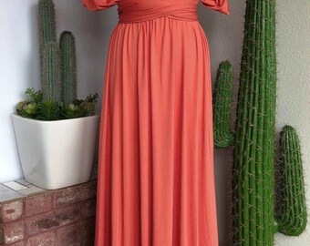 coral convertible bridesmaid dress Azazie Leonis