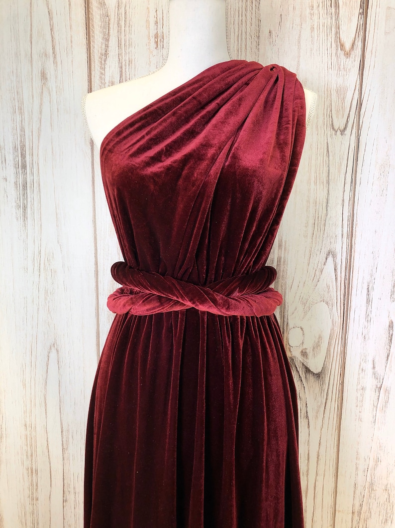 WINE VELVET Infinity Dress/ Bridesmaids Dress/ Convertible Dress / Multiway Dress/ Multiway Wrap Dress / Velvet Bridesmaids Dress image 5