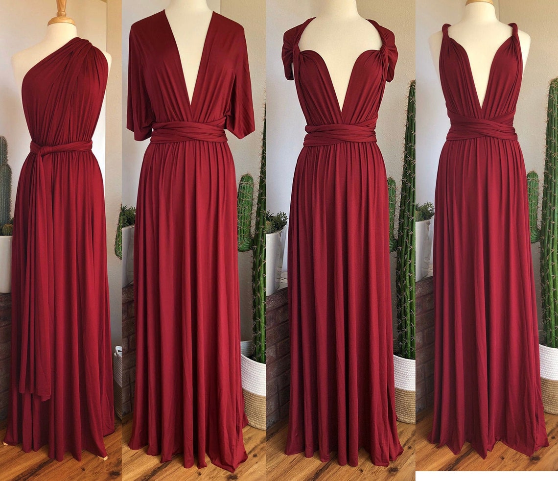 MERLOT Bridesmaid Dress/ CUSTOM LeNGTHS/ Convertible Dress / | Etsy
