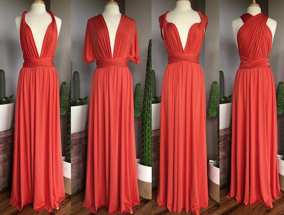 CORAL Bridesmaid Dress/ CUSTOM LENGTHS/ Convertible Dress /  Infinity Dress/ Multiway Dress/  Multi Wrap Dress /  Plus Size /