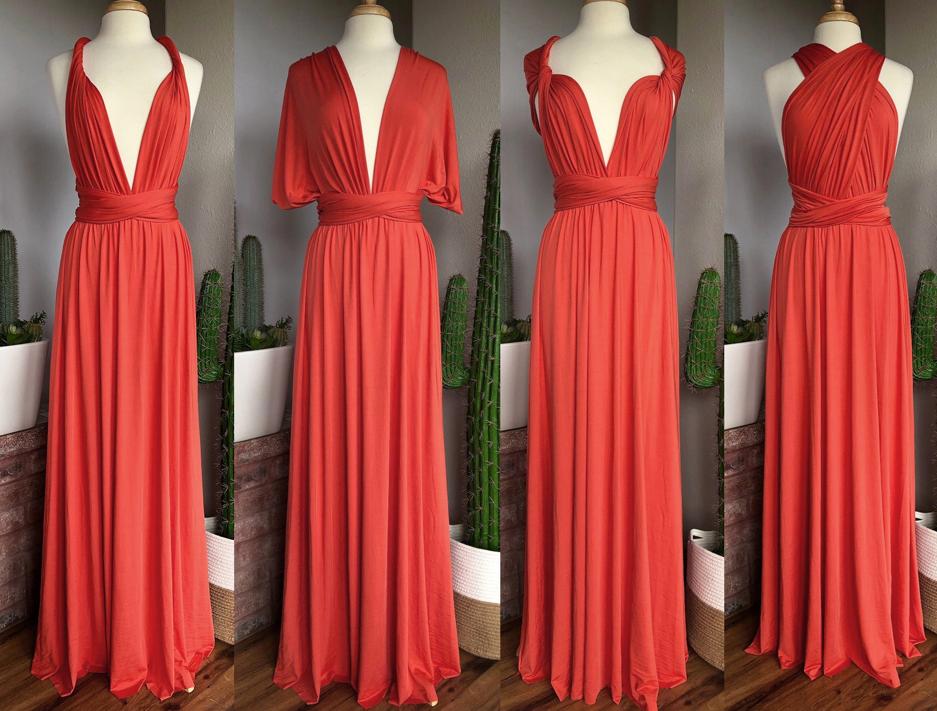 coral multiway dress