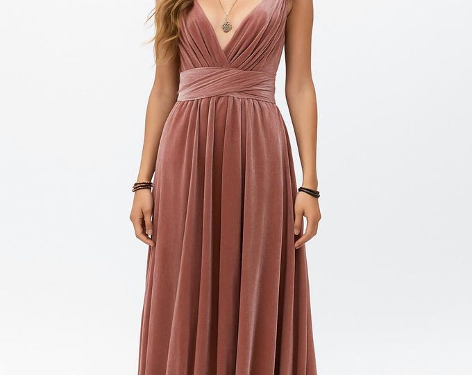 MAUVE VELVET Infinity Dress/ Bridesmaids Dress/ Convertible Dress / Multiway Dress/ Multiway Wrap Dress / Velvet Bridesmaids Dress