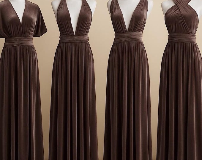 TAUPE VELVET Infinity Dress/ Bridesmaids Dress/ Convertible Dress / Multiway Dress/ Multiway Wrap Dress / Velvet Bridesmaids Dress