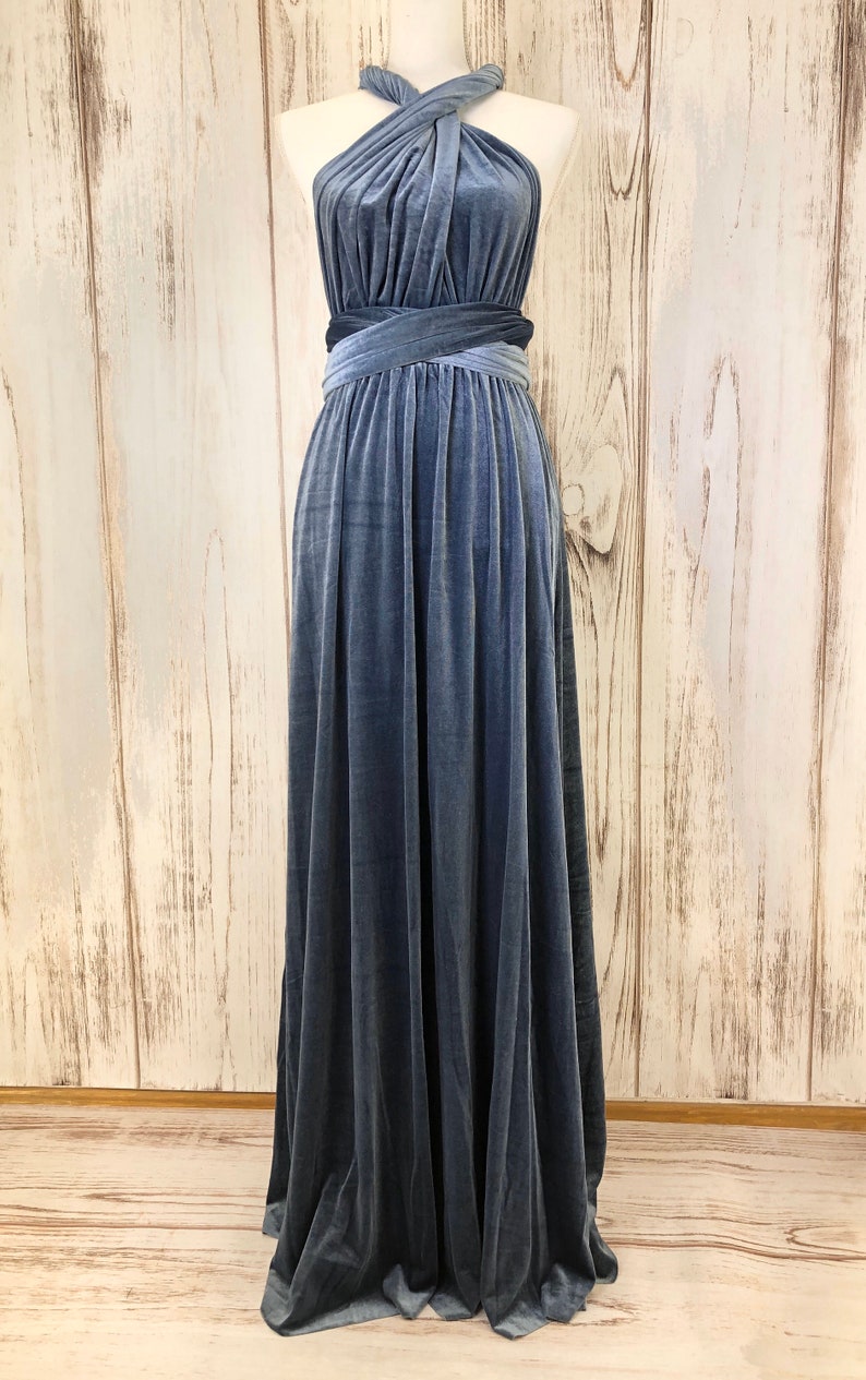 STEEL BLUE VELVET Infinity Dress/ Bridesmaids Dress/ Etsy Canada