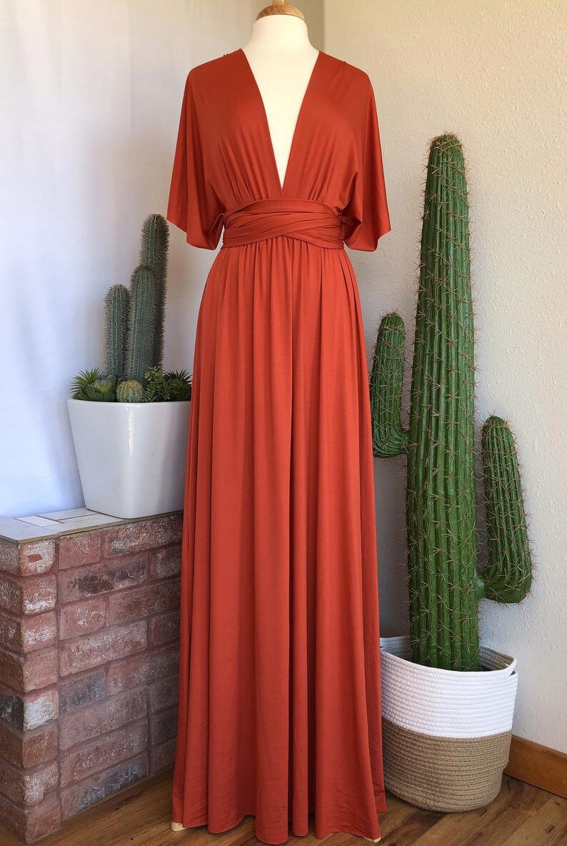 RUST Bridesmaid Dress/ CUSTOM LeNGTHS/ Convertible Dress / Infinity