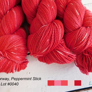 Hand-dyed Cotton Yarn | ORGANIC fibers in a fingering weight | Soft to touch | Peppermint stick red