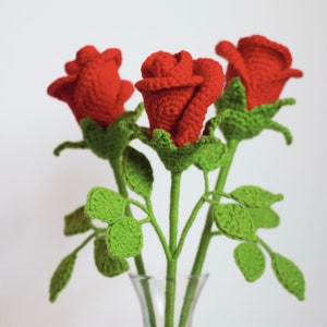 バラのかぎ針編みパターン PDF。かぎ針編みの花。簡単な DIY クラフトの説明。葉っぱ付きバラ。あみぐるみパターン。かぎ針編みのバラ