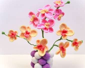 Crochet Orchid with Vase Pattern: PDF Tutorial
