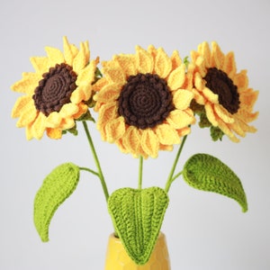 Amigurumi sunflower, Crochet plant flowers, Sunflower with leaves, Crochet pattern PDF, Home decor, Handmade sunflower, DIY crochet, Amigurumi pattern, Crochet decor, Sunflower in a pot.