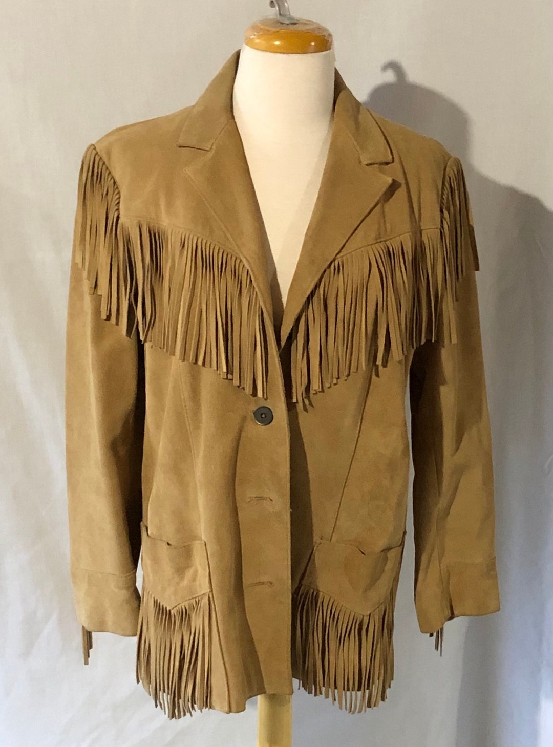 Sasson Vintage Heavy Suede Jacket Women Size 8 Tan Color With Leather ...