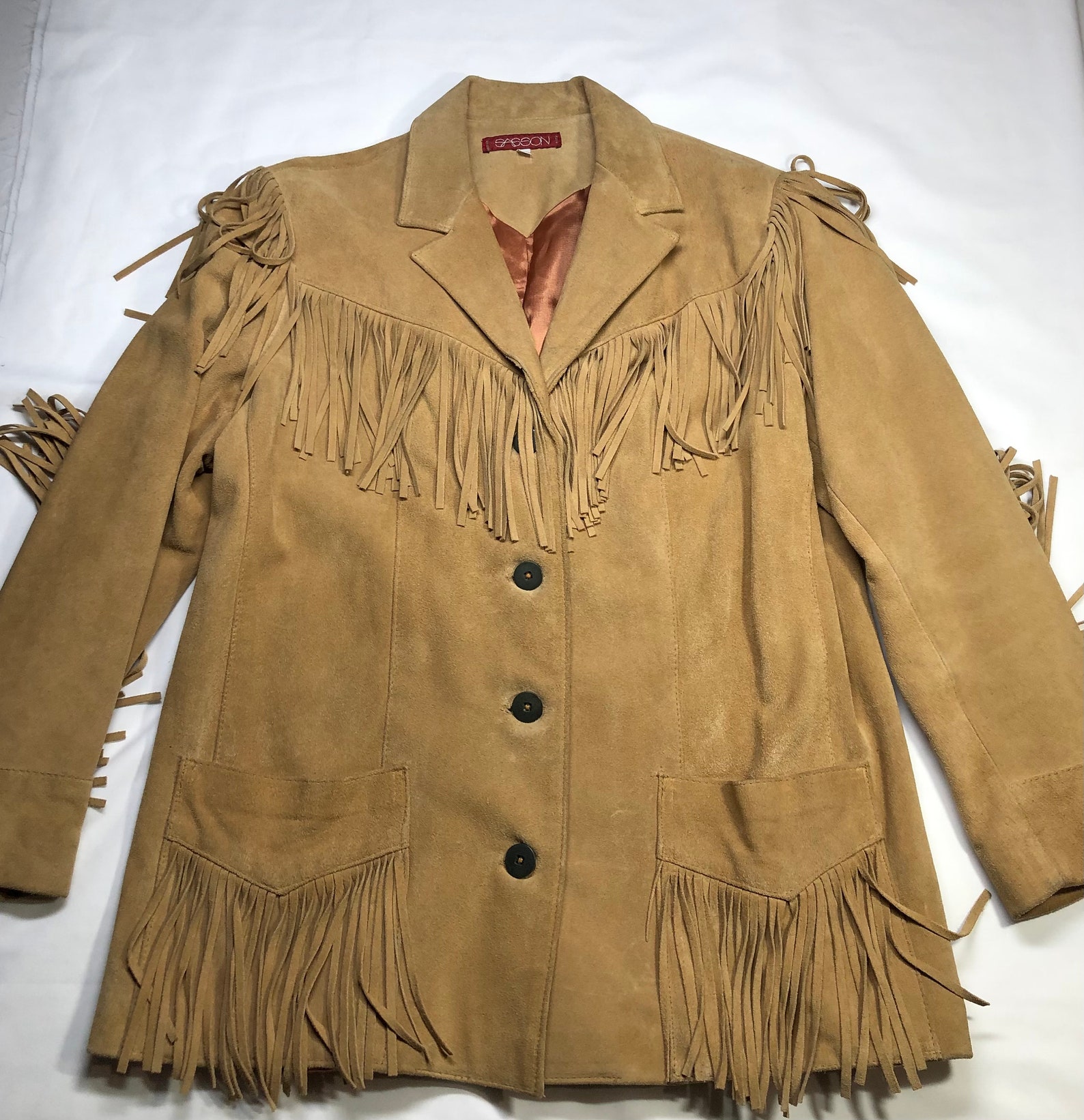 Sasson Vintage Heavy Suede Jacket Women Size 8 Tan Color With - Etsy