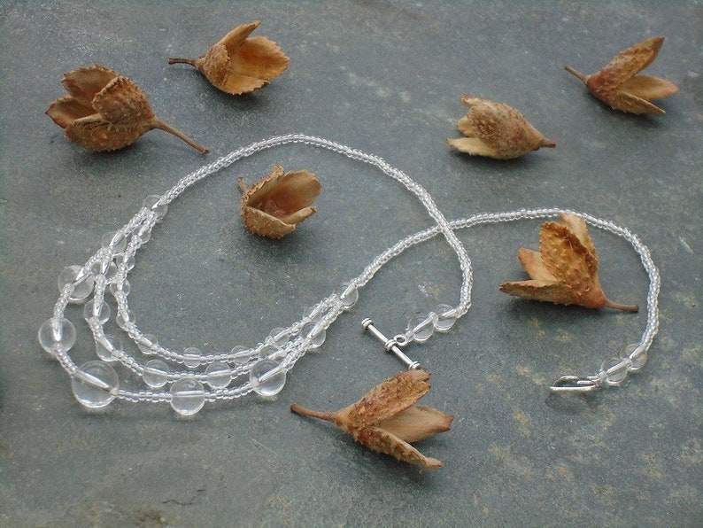 Dewy Cobwebs Necklace in Crystal Czech Seed Beads and Crystal Etsy UK