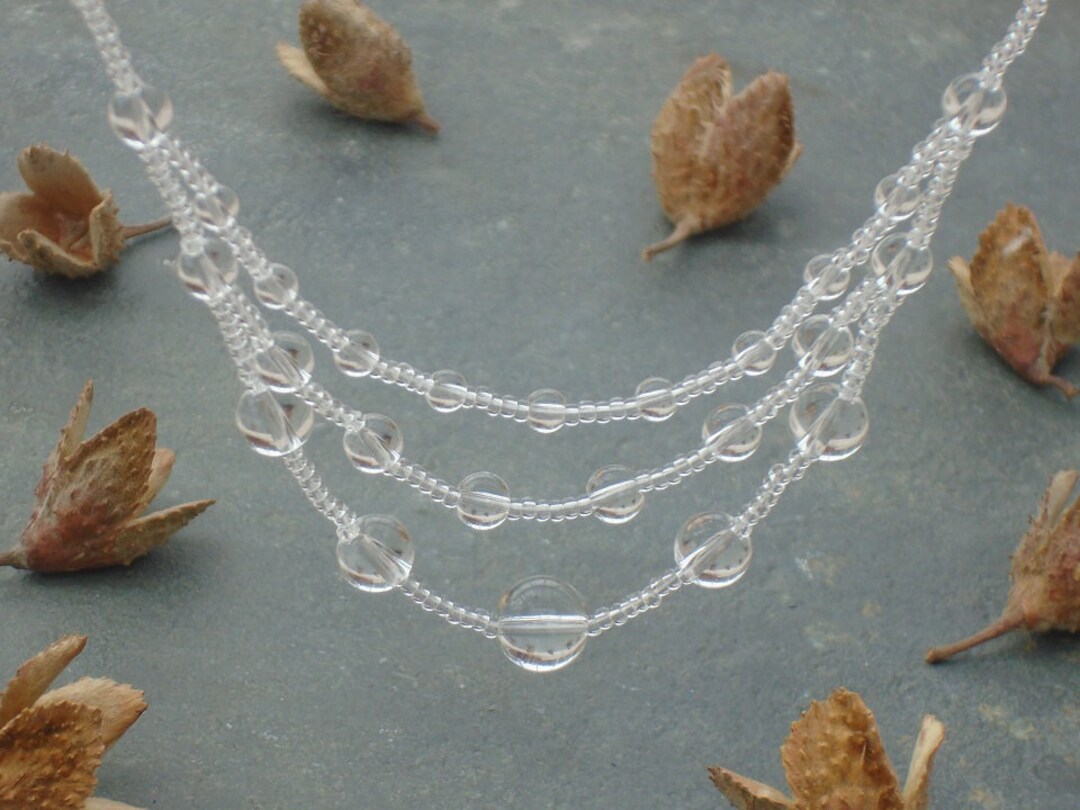 Dewy Cobwebs Necklace in Crystal Czech Seed Beads and Crystal Etsy