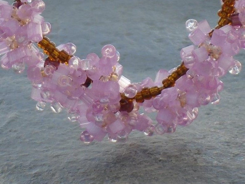 Japanese Cherry Blossom Necklace Seed Bead Flower Necklace Etsy UK