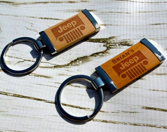 Personalized Jeep Keychains, Jeep Gift, Jeep Present, Keychain, Custom Keychain, Personalized Keychain, Maple, New Car, Laser Engraved, Jeep
