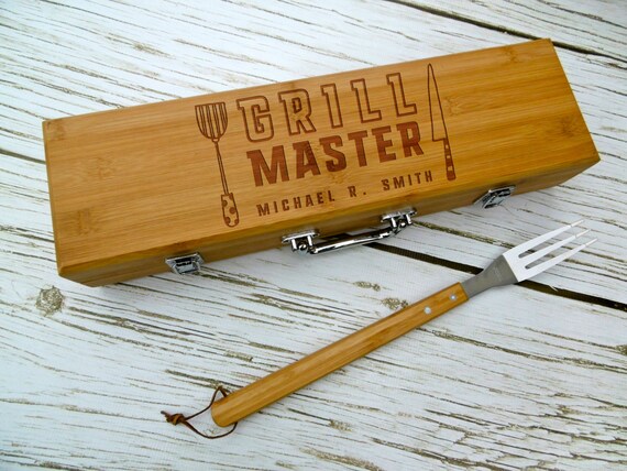Grill Master Bbq Set Grill Set Laser Engraved Custom Grill Etsy