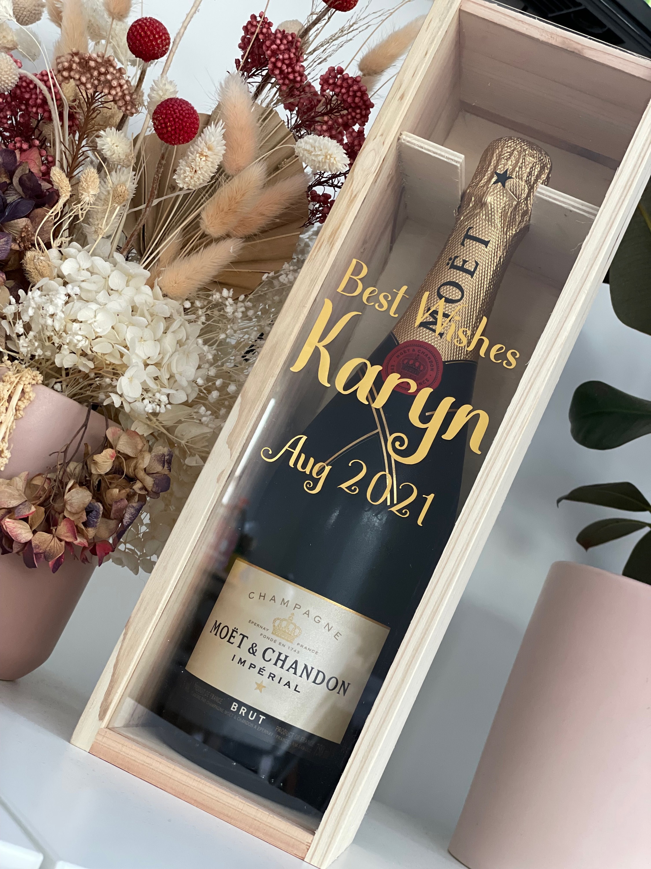 Personalised Wooden Wine Bottle Gift Box Wedding Gift Etsy Australia