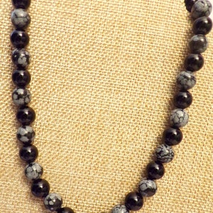 Snowflake Obsidian and Black Onyx Necklace