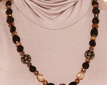Black and copper beaded necklace