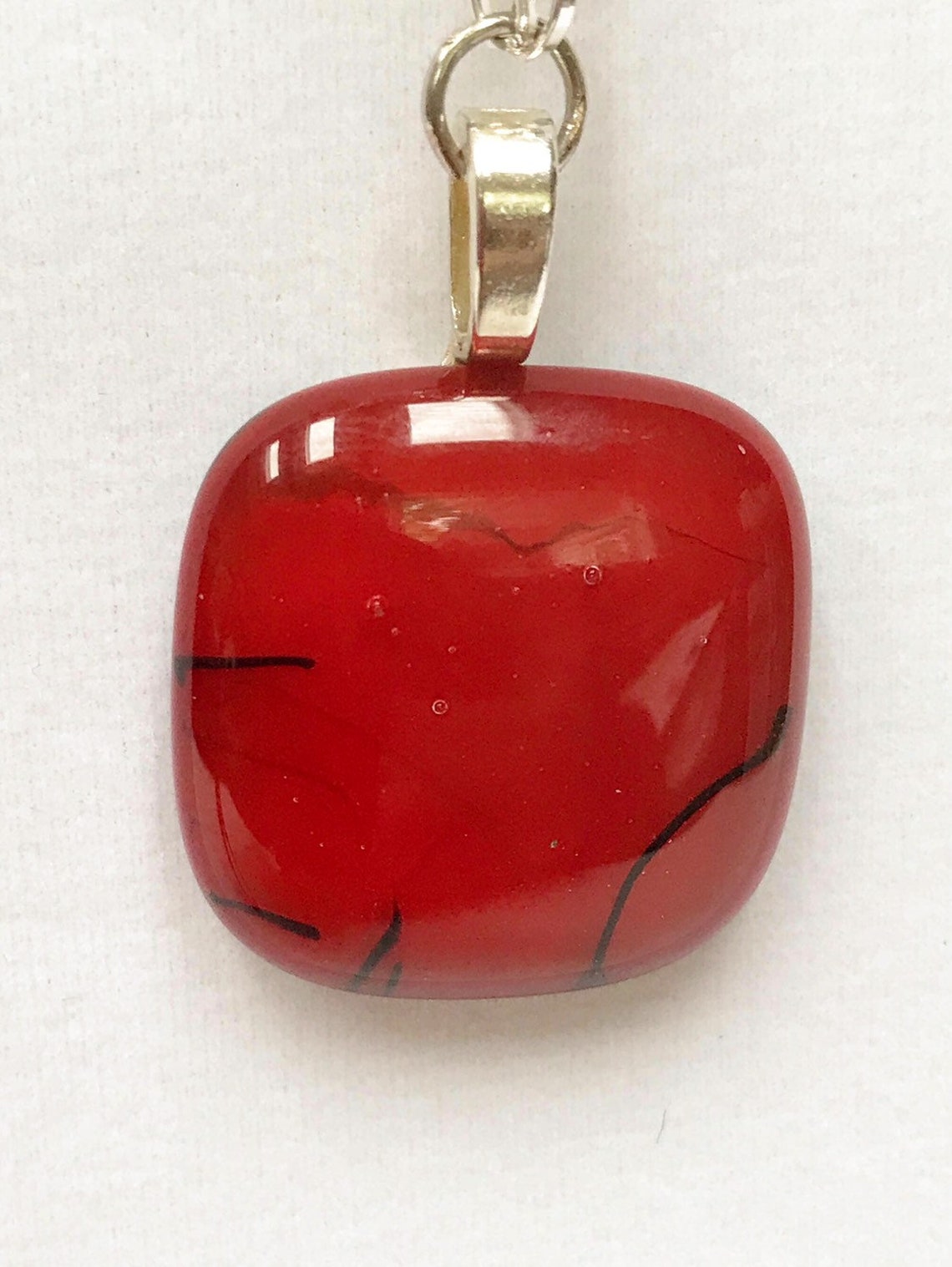 Crimson With Black Accents on Silver Chain Etsy