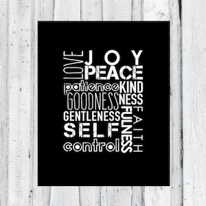 Printable Art, Love Joy Peace, Scripture print, Digital Art, Black and White, Fruit of the Spirit, bible verse, Christian printable