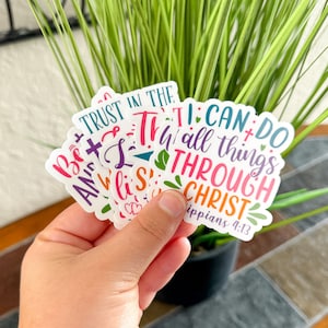 Scripture Sticker Pack, Set of 6 Stickers, Waterproof Sticker, Water Bottle Sticker, Laptop Stickers, Faith Christian Stickers,Cute Stickers