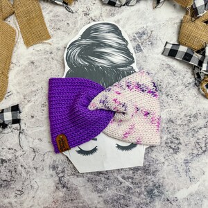 Purple Ear Warmer, 2 Tone Headband, Twisted Headband, Knot Ear Warmer, Messy Bun Headband, Winter Accessories, Gift for Her, Double Color