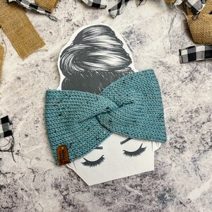 Knit Twist Headband, Blue Tweed Ear Warmer, Twist Ear Warmer, Womens Headband, Winter Headband, Knot Headband, Knit Turban, Twist Head Wrap